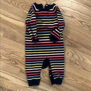 Primary Rainbow Striped Sweatshirt Onesie